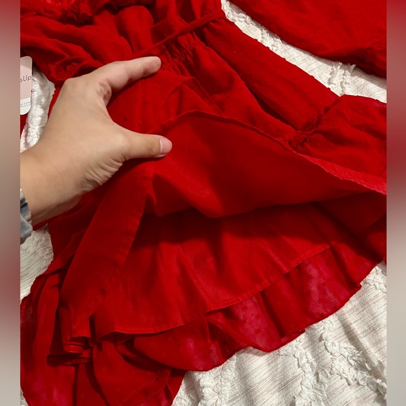 Red Ruffle Dotted Dress - Picture 5 of 9